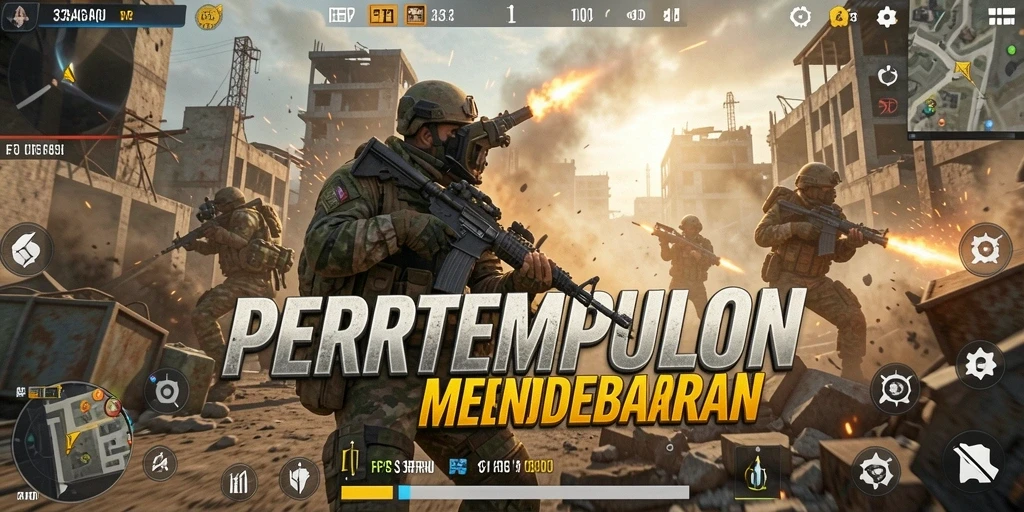 Tangkapan layar menunjukkan aksi intens dalam gameplay FPS.
