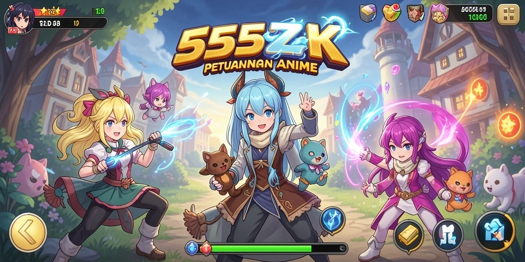 Screenshot menampilkan pertarungan intens di dalam game Anime.