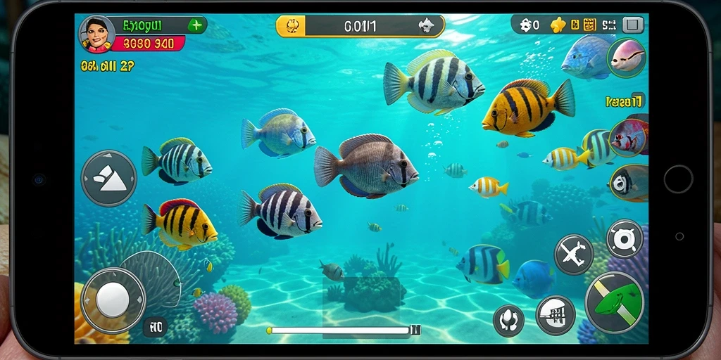 Screenshot gameplay 8II menampilkan aksi menembak ikan yang seru.