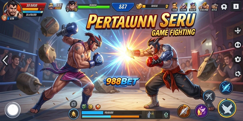 Screenshot utama 988BET yang menunjukkan aksi pertarungan intens.