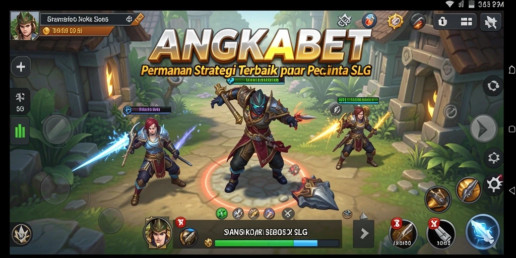 Tangkapan layar gameplay yang menunjukkan strategi dan pertempuran dalam ANGKABET.