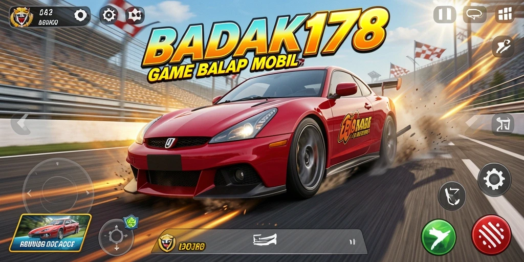 Tampilan gameplay mendebarkan di BADAK178 saat balapan.