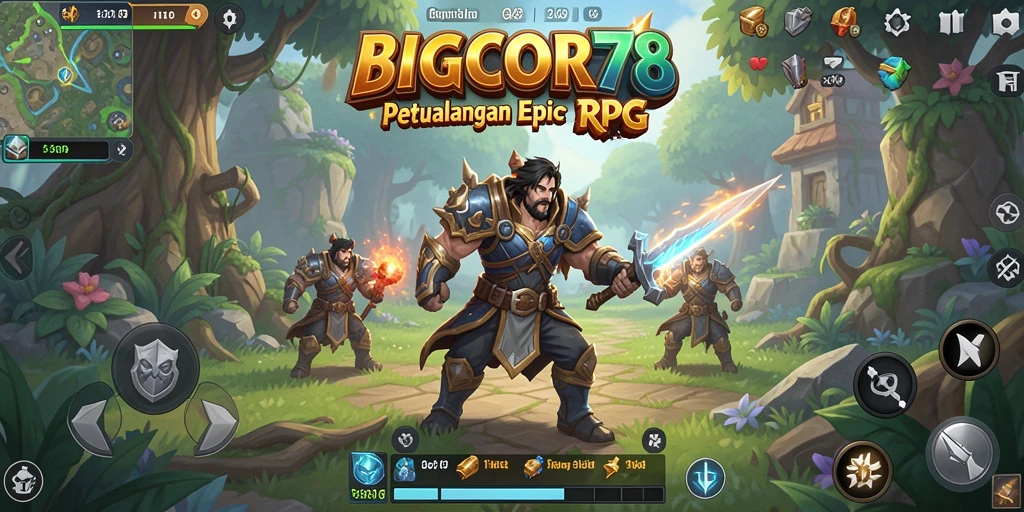 Tampilan gameplay RPG yang mendebarkan di BIGCOR78.