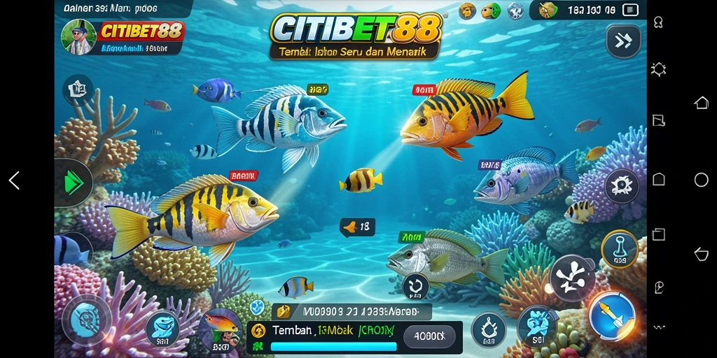 Tangkapan layar gameplay CITIBET88 yang menampilkan aksi menembak ikan.