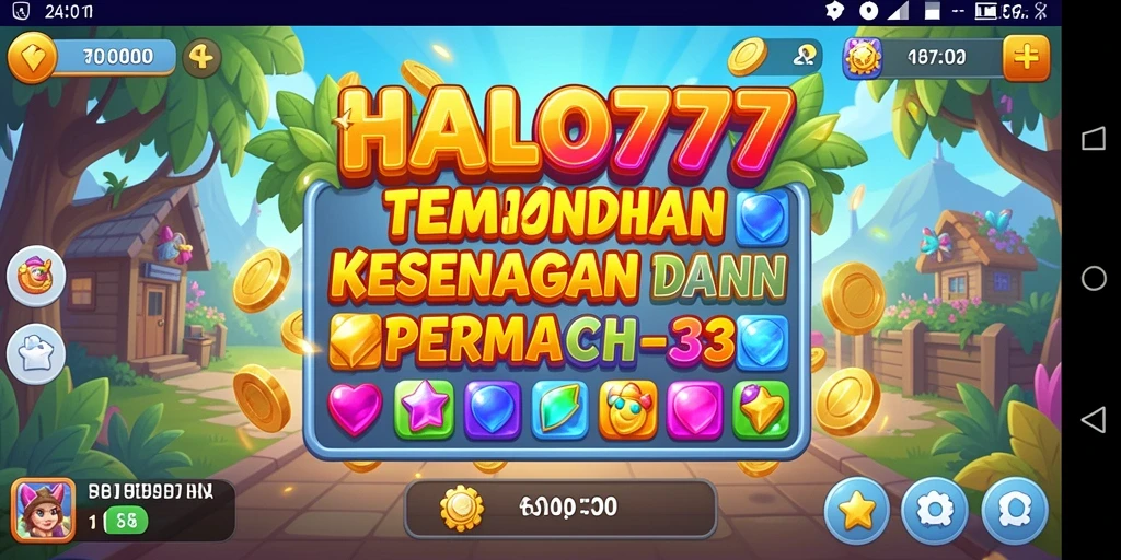 Tampilan gameplay seru di <strong>HALO777</strong> saat mencocokkan permata warna-warni.