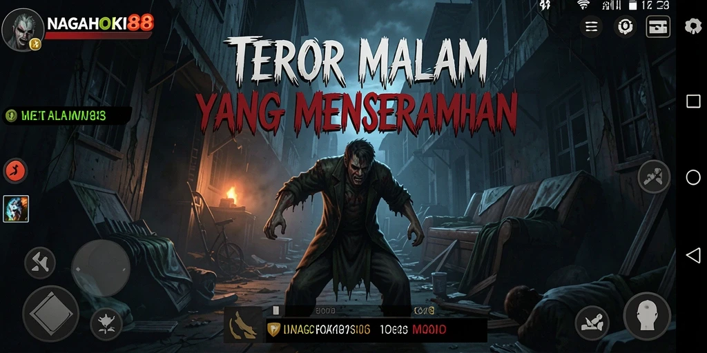 Gameplay NAGAHOKI88 menampilkan suasana menyeramkan yang menakutkan.