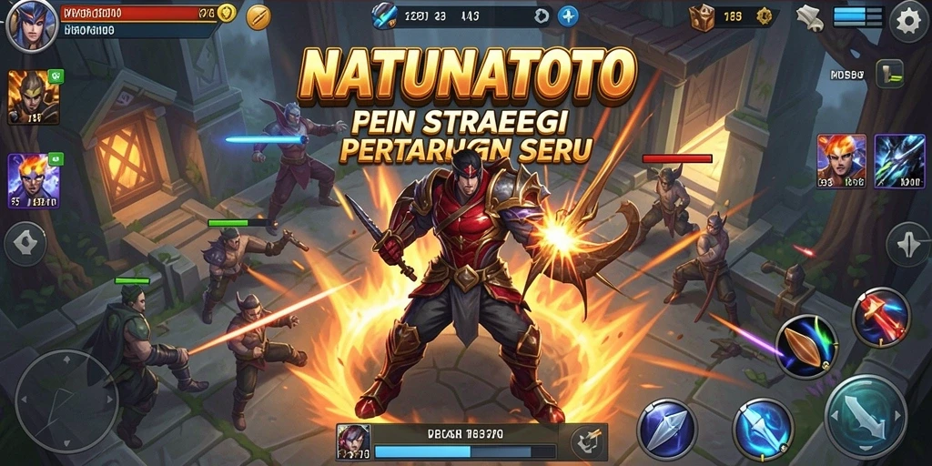Screenshot gameplay NATUNATOTO menunjukkan pertempuran seru dan strategi yang menarik.