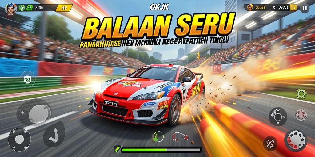 Tampilan gameplay balapan yang mendebarkan di OKJK.