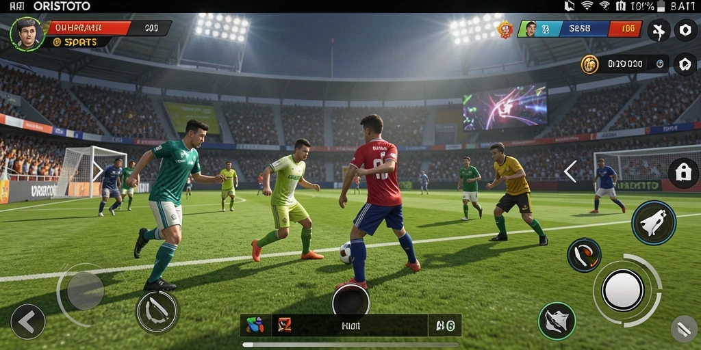 Screenshot gameplay ORISTOTO menampilkan aksi seru dalam olahraga.