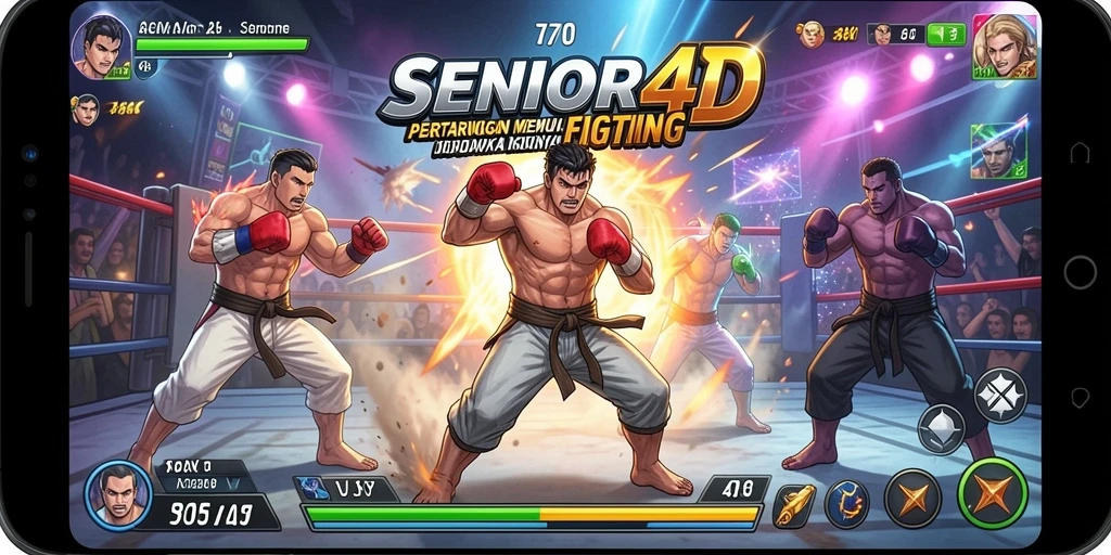 Tangkapan layar menunjukkan pertarungan seru dalam SENIOR4D.