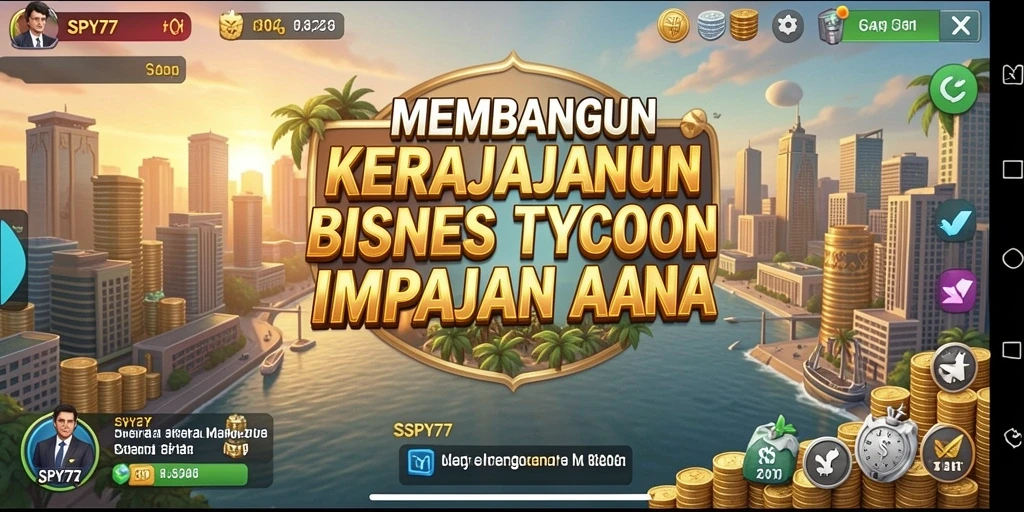 Tampilan gameplay SPY77 yang menarik saat mengelola bisnis Tycoon.