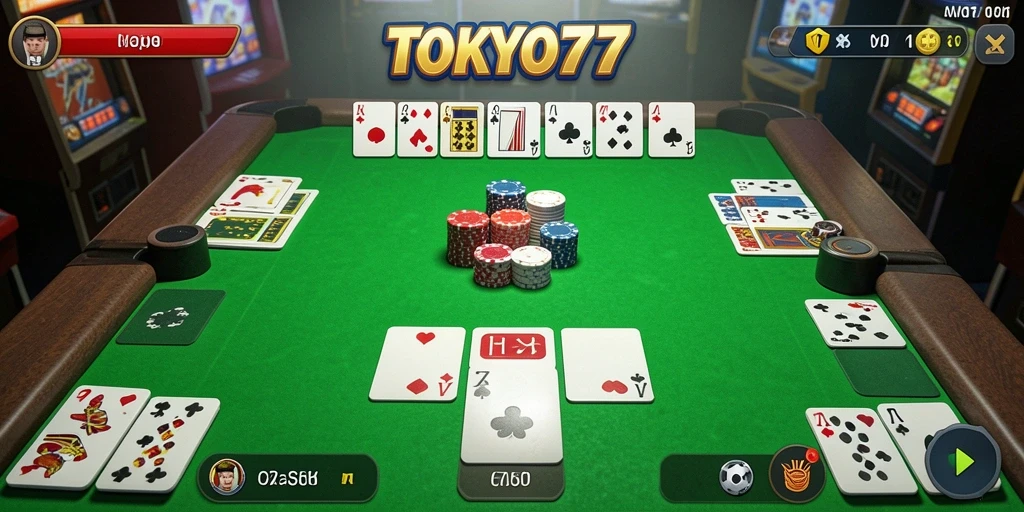 Screenshot gameplay TOKYO77 yang menampilkan suasana Gaple yang seru.