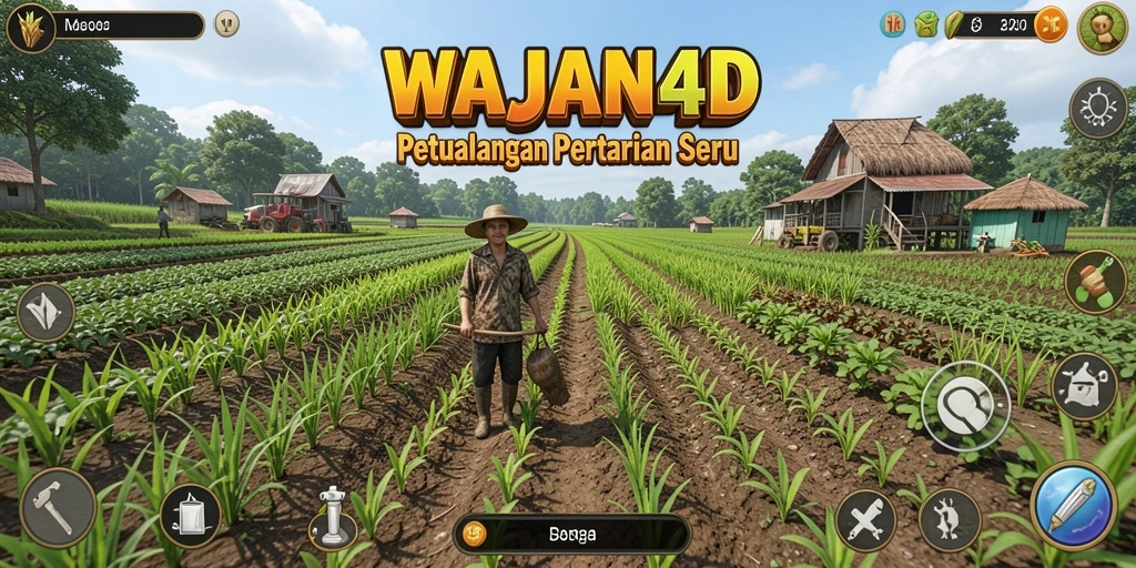 Tampilan gameplay WAJAN4D yang menampilkan aktivitas bertani.